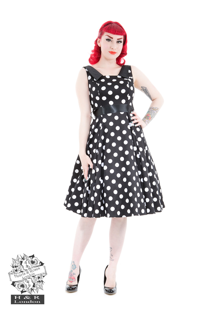 Black White Big Polka Dot Long Dress